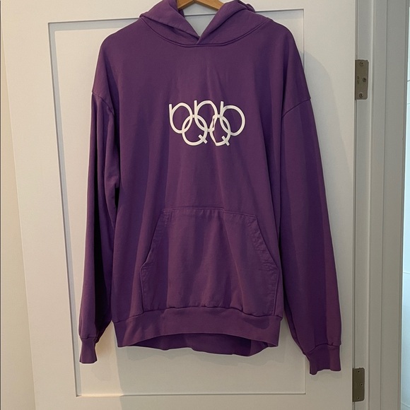 YCNIUQERF Purple Hoodie with White Logo XL